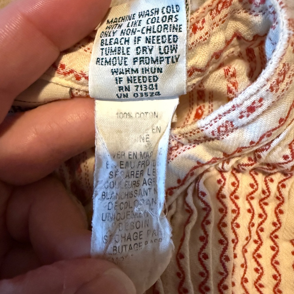 90s Vintage L.L. Bean Dobby Striped Cotton Flannel Nightgown Red White Medium - Picture 11 of 12